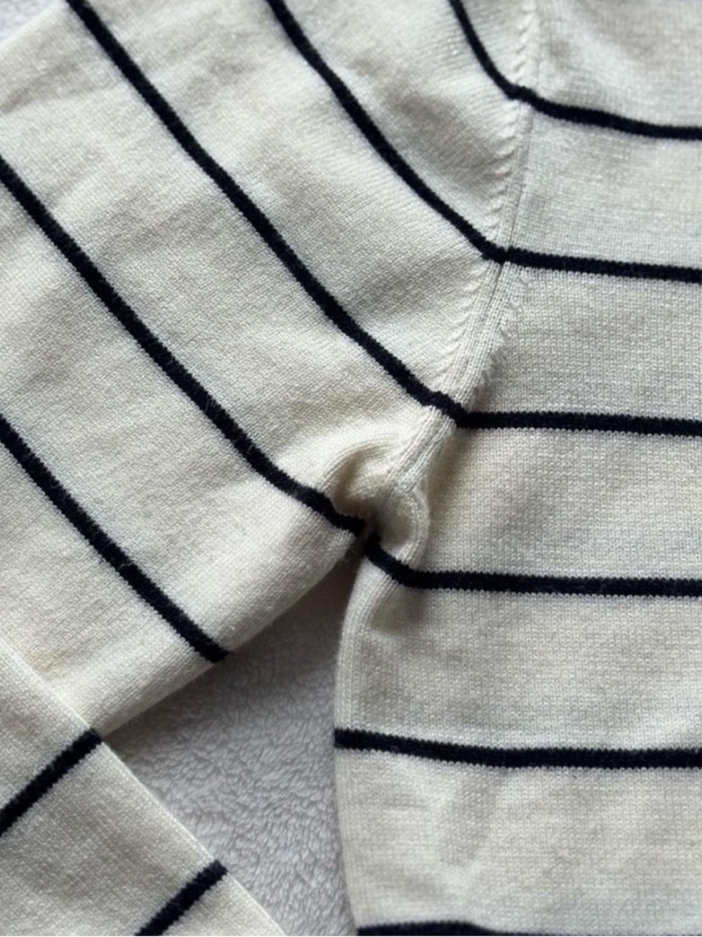 Like New Cream and Navy Striped Button-Up Sweater -Size XL (runs small) - Picture 6 of 6